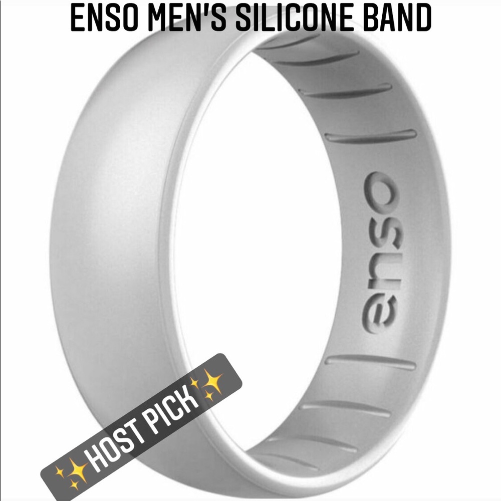 ENSO Elements Silicone Ring Wedding Band Silver Unisex Comfort Fit NEW